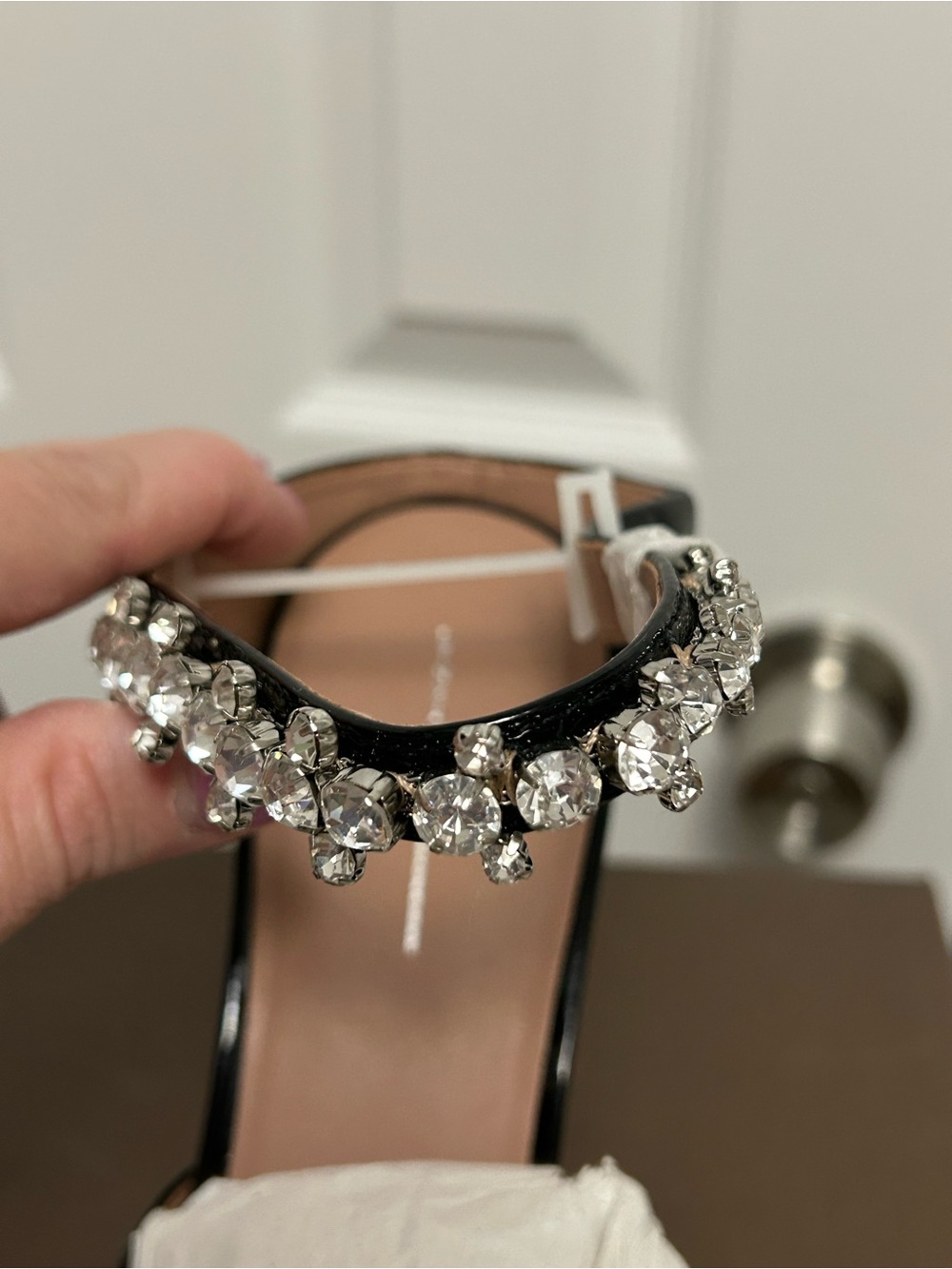 Paolo Black Patent Pointed Toe Embellished Slingback - Picture 4 of 9